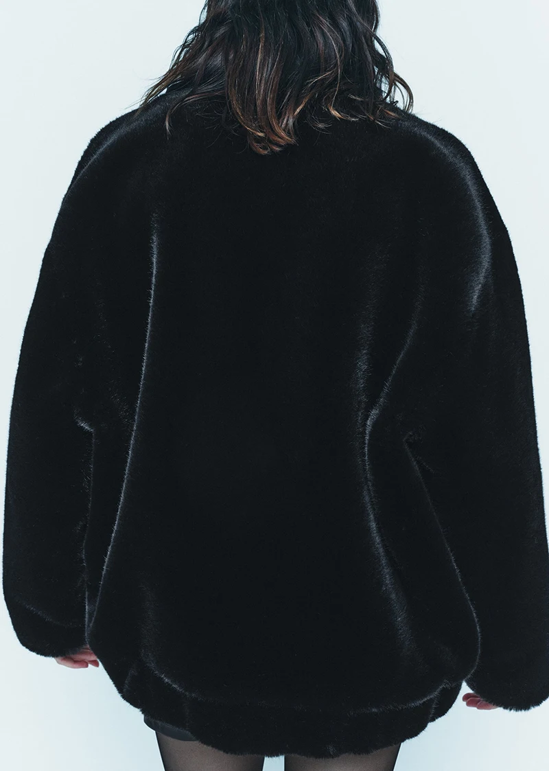 Oversized Plush Coat Women Winter Thick Warm Padded Faux Rabbit Fur Jacket Teen Girls Chunky Furry Bomber Jackets