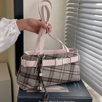 Sac à bandoulière rétro à carreaux pour femme 2026 – Nouveau sac fourre-tout texturé et tendance, polyvalent pour le travail et les trajets quotidiens, sacs à main pour femmes 1