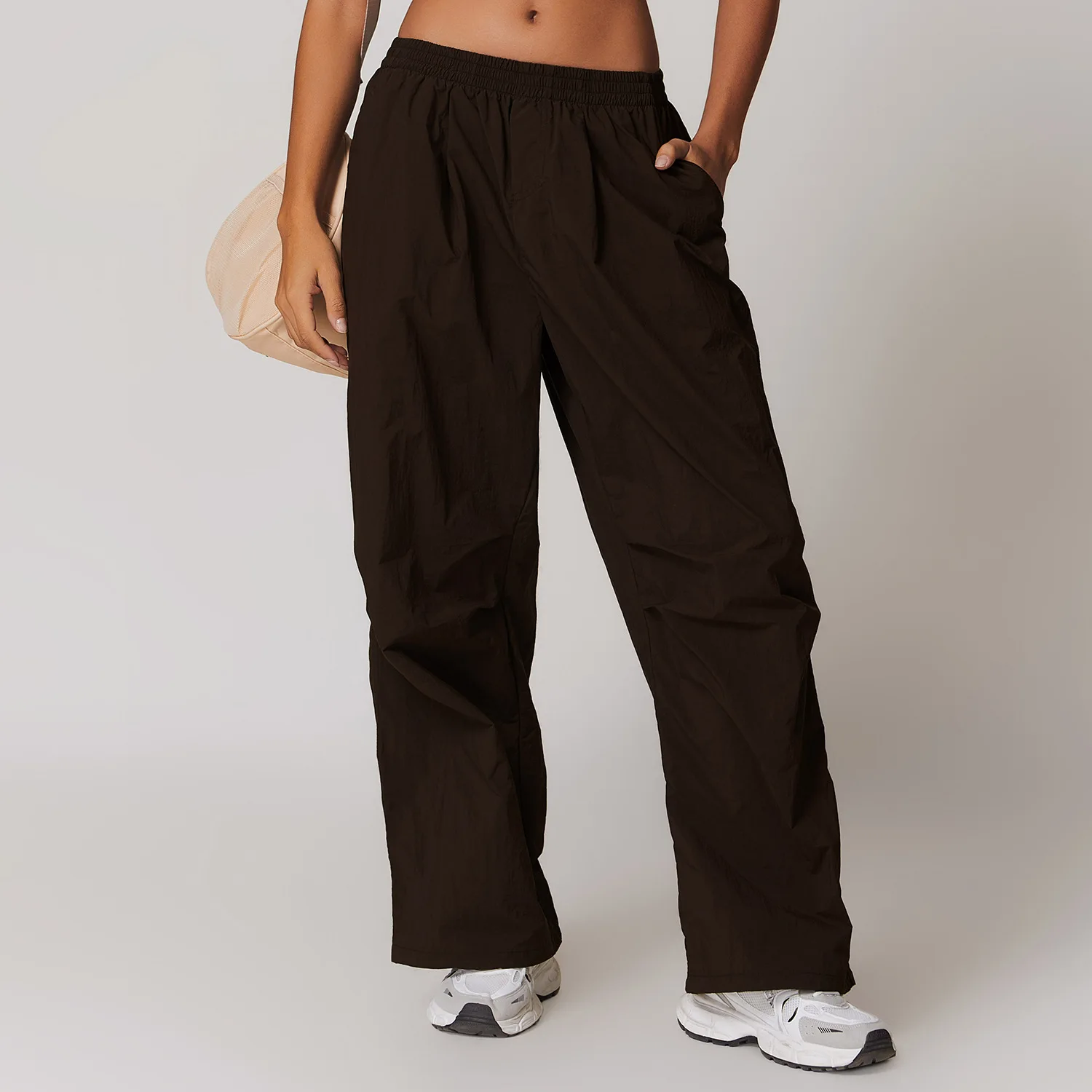 Breathable Work Pants Women's Yoga Pants Drawstring Hem Sports Multiple Pockets Running Fitness