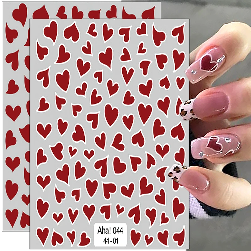 

Heart Nail Stickers 3D Self Adhesive Nail Art Stickers Multicolor Bronzing Hearts Nail Decals DIY Nail Decoration Accessories