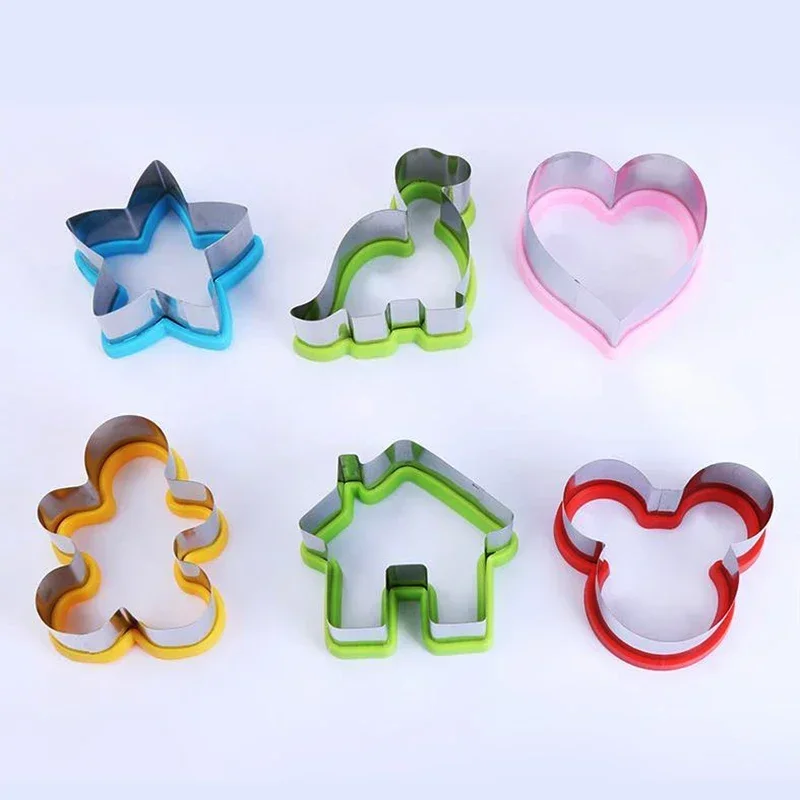 Hot Animal Dinosaur Star Heart Shape Stainless Steel Bread Mould Metal Cookie Cutters Mold Baking Sandwich Cutter Set for Kids cookie cutter cookie mould cookie printing mold baking mold cookie maker press kit