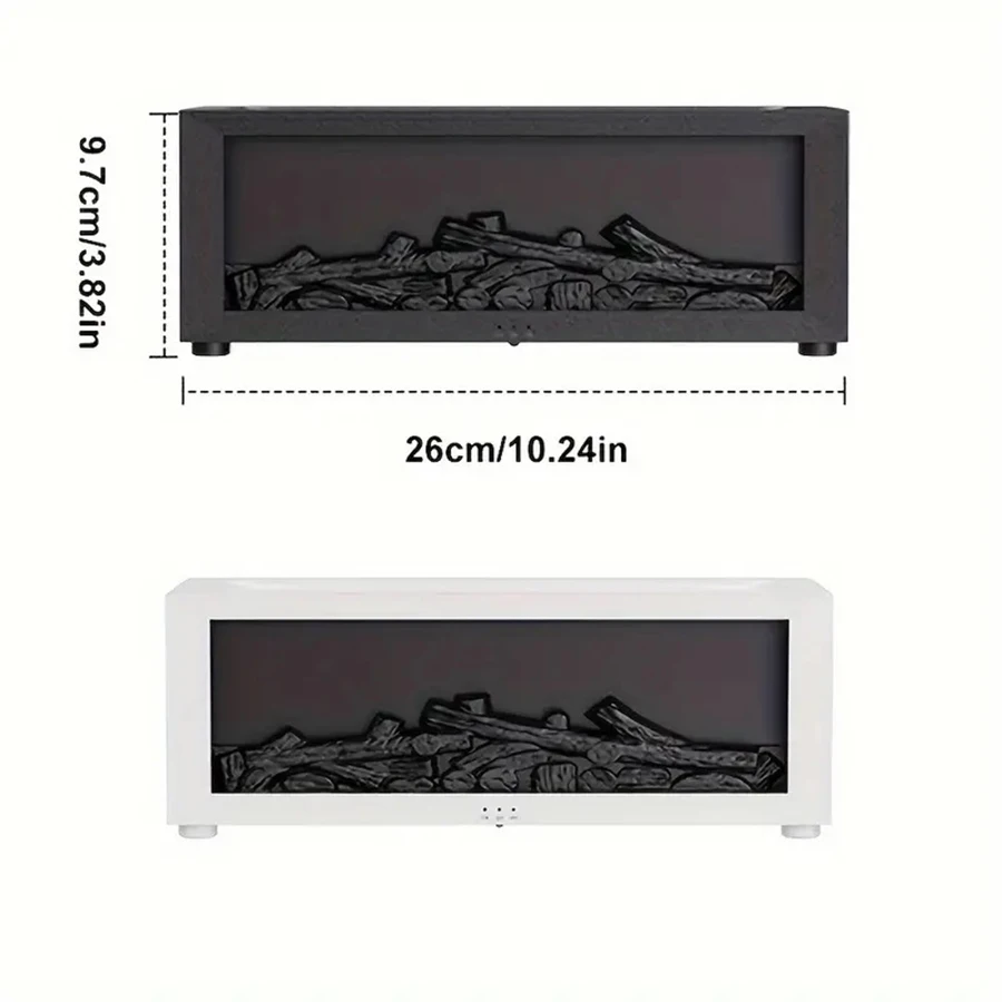 USB 전원을 사용하는 벽난로형 가습기, 아로마테라피 디퓨저, 리모컨 타이머 포함, 물 부족 시 자동 차단 기능