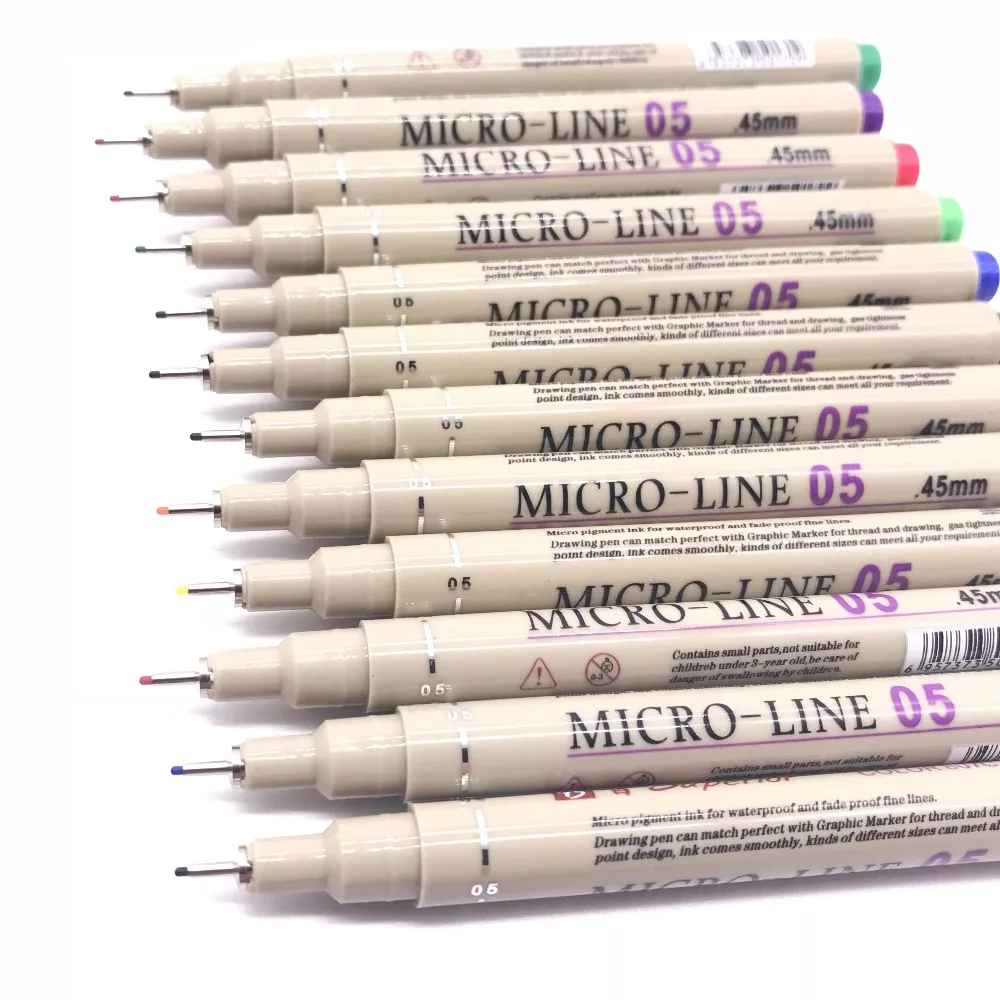 12 Colors PRO Pigma Micron Pen Set colored pens drawing pen Waterproof Finecolour Needles Liner Pens Drawing Lines Colour Pen Dessin tombow Art Supplies