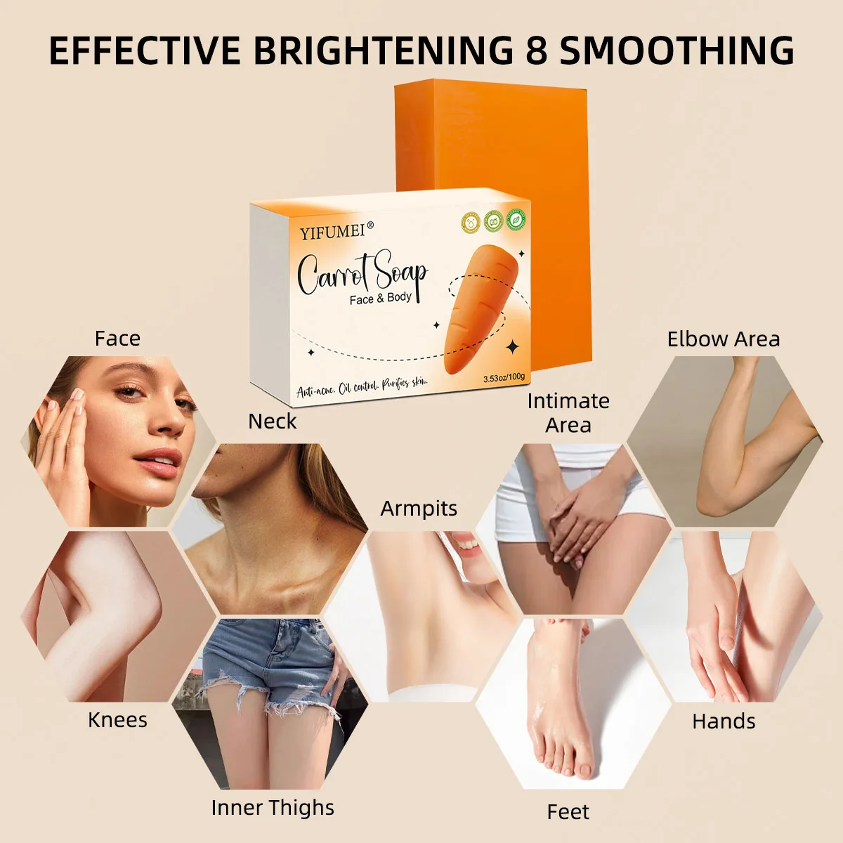 Natural Carrot Whitening Body Wash Deeply Clean Skin Remove Dark Spot Pimple Acne Smooth Skin For Face & Body Soap Bar body whitening soap