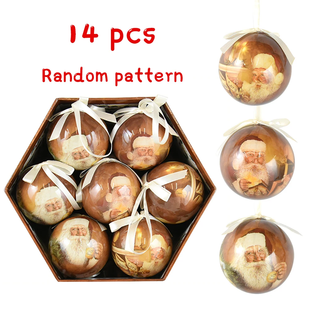 14pcs 7.5cm Christmas Tree Balls Pendant Ornaments Hanging Ball Plastic Decorations Home Holiday Navidad New Year Decor Gift