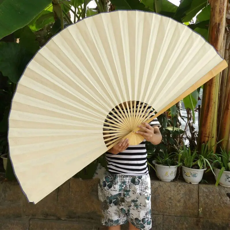 Multi Specification Blank Handmade Rice Paper COS Prop Fan Large Hanging Fan Decorative Folding Craft Cloth Cover Decorative