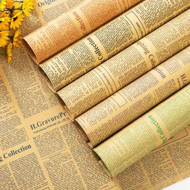 5 Stück Vintage Geschenkblumen-Geschenkpapier, englisches Kraftpapier – Detail 2