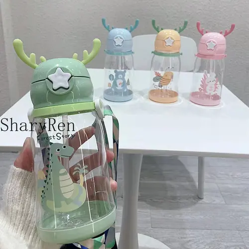 밀짚이 달린 아기 젖병, 대용량 젖병, 이중 사용 물컵, 아기 선물 2