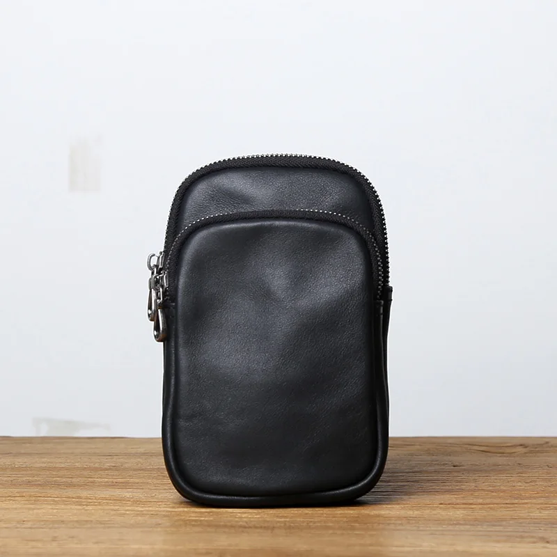 Retro Echtes Leder Vertikale Taille Tasche Männer Kopf Schicht Cowhine Tragen Leder Gürtel Casual Handy Pack Flut – Detail 5