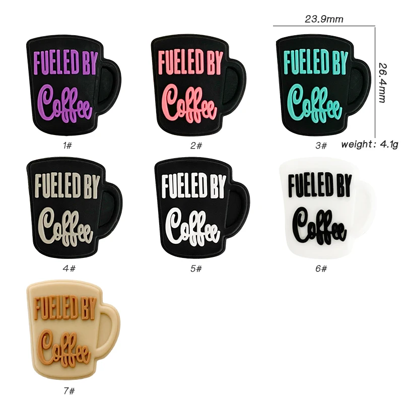 10pcs Silicone Beads Coffee Mug Baby Oral Care Food Grade Chewing Toy Beads DIY Necklace Jewelry Accessories 6
