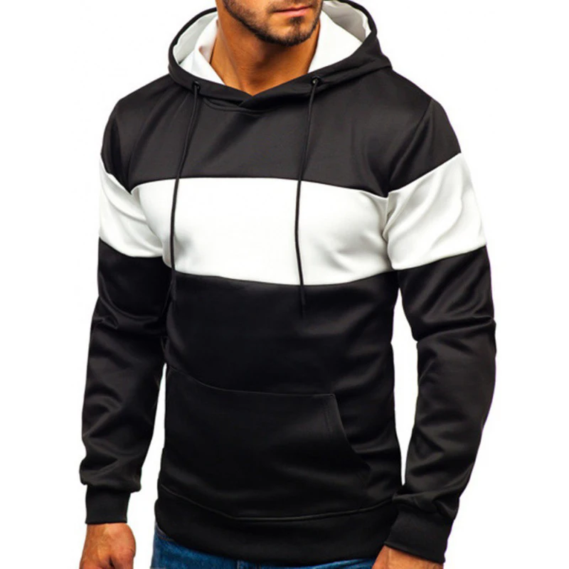 

2024 New Autumn Winter Men's Patchwork Sweatshirt Running Hoodie Warm Color Hooded Sweatshirt Long Sleeve Fashion Casual Jacket