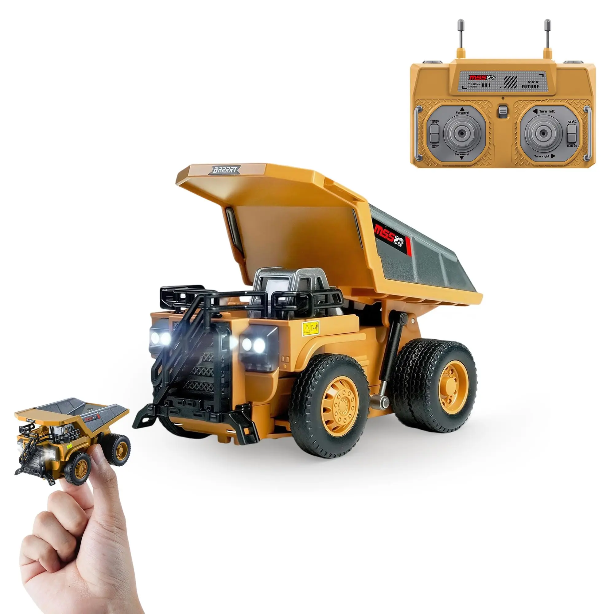 Camion benne RC 1/64 8 canaux châssis métal - Mini excavatrice télécommandée