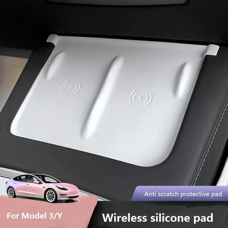 For Tesla Model 3 Y Silicone Wireless Charger Pad Mat Protector non-slip mat Pad Auto Car Interior Accessories