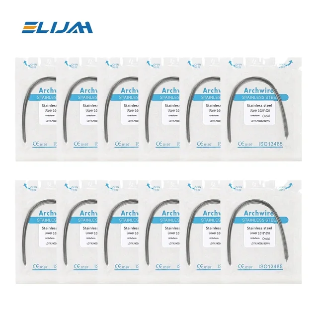 Denspay Dental Stainless Steel Archwires For Dental Orthodontics Archwires Round/Rectangular 10PCS Teeth Braces Brackets 1