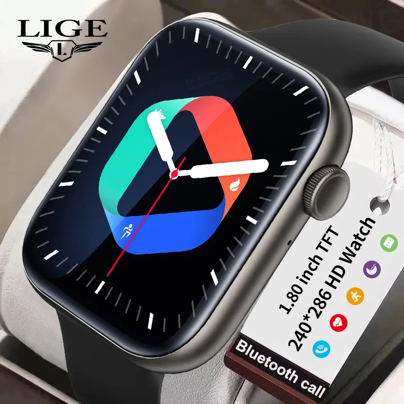 

LIGE Smart Watch Men Bluetooth Waterproof Fitness Sports Watches Healthy Heart Rate Monitoring Smartwatch For Android IOS Clock