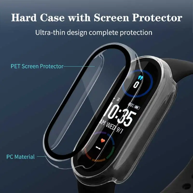 Custodia a copertura totale per Mi Band 7 6 5 4 3 pellicola protettiva per schermo 3D per Xiaomi Miband 6 7 NFC custodia antiurto per telaio