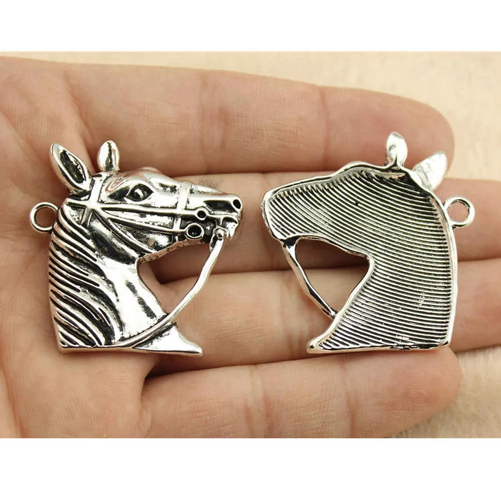 

Jewelry For Woman Horse Head Charms Vintage Pendant 2pcs