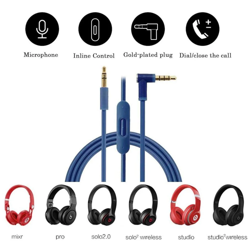 Audio Cable Beats Headphones Plug In Replacement Aux Extension