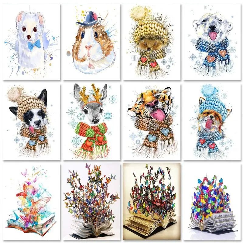 

RUOPOTY Diy Frame Painting By Numbers For Beginner Handicraft Modern Butterfly Book Drawing By Numbers Animals For Home Wall