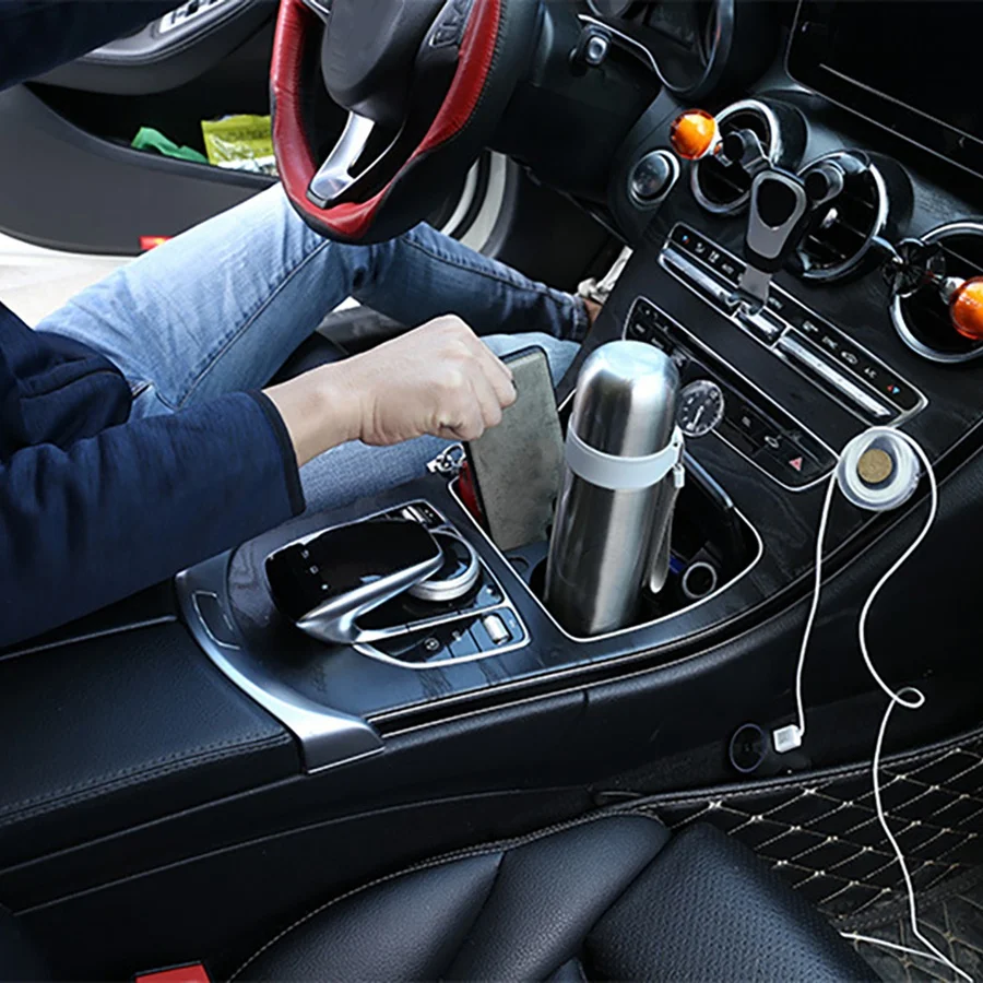 ABHX-카 센터 콘솔 컵홀더 수납함 폰 홀더 (벤츠 C E GLC 클래스 W205 X253 W213 용)
