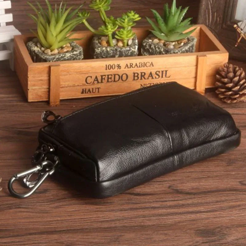 Hot sale Men Bag Waist Bag Clutch Bag Men Genuine Leather Hip Bum  Belt Hook Fanny Waist Pack Loop  Mobile Cell Phone Bag