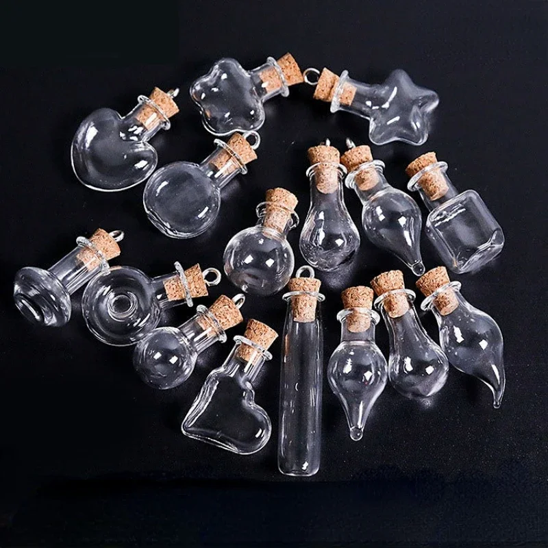 10 Pcs Glass Bottles Miniature Potion Bottle Mini Cork Glass Vials Wedding DIY Mini Drift Flask Wishing Perfume Glasses Jars