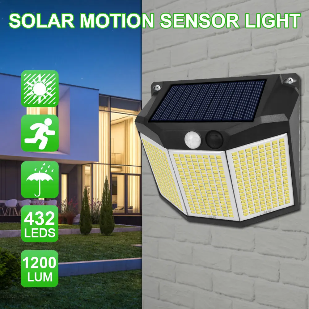 Description Picture 5 of item432 LED Reflector Solar Light PIR Motion Sensor 3 Modes Outdoor Lighting Waterproof Solar Street Wall Light for Yard Garden Deco