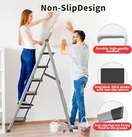 6-Step Foldable Step Ladder Stool with Handle, Anti-Slip Pedals, 800lbs Capacity for Home & Kitchen - Silver Gray 5