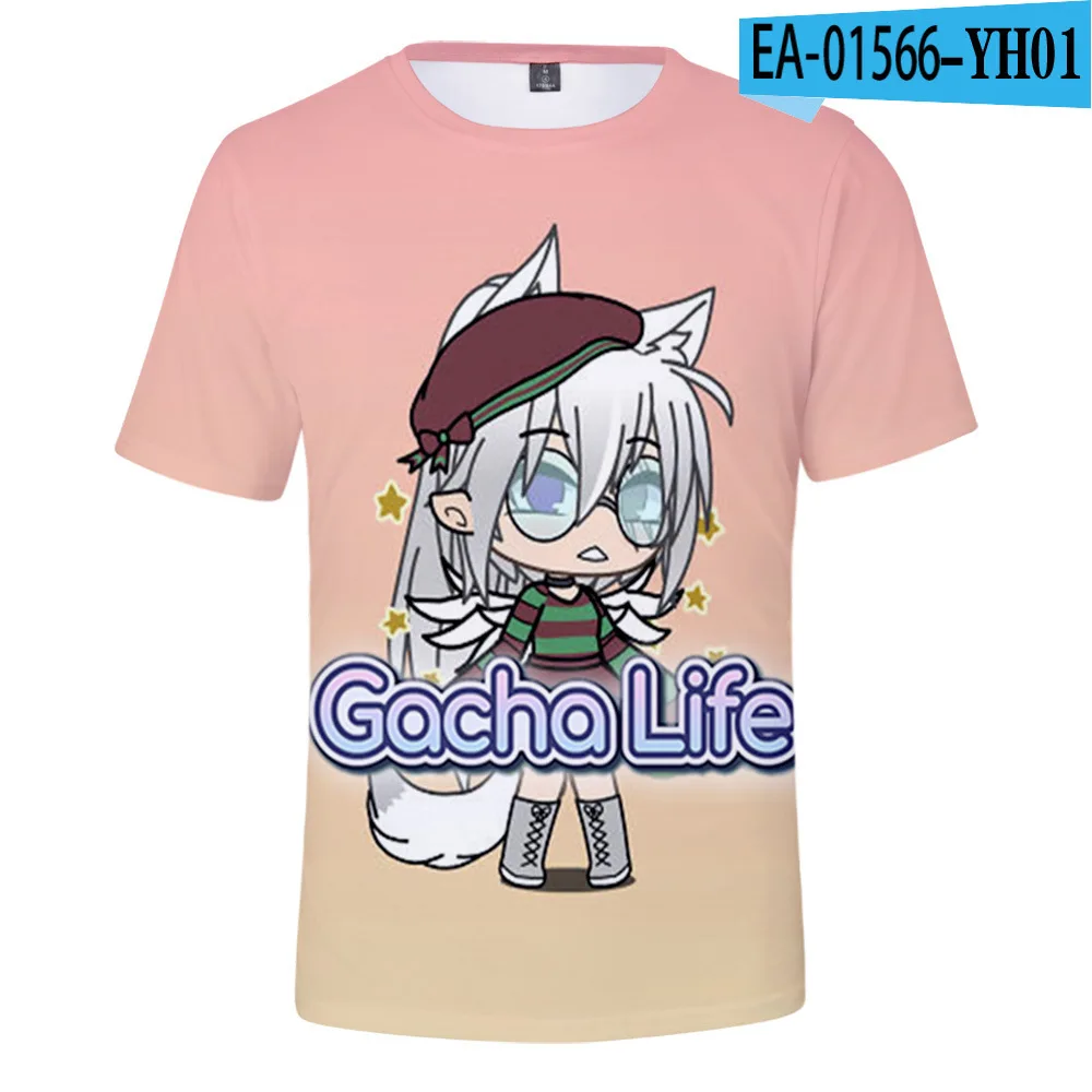 Novo jogo gacha vida 3d impressão camiseta das mulheres dos homens verão  bonito moda casual t