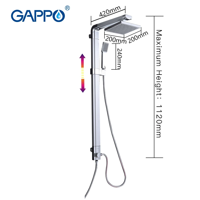 GAPPO Bathroom Shower Faucet System Single Handle Valve Brass Mainbody Stainless Steel Bar Head Wall Mount Para Bathroom Robinet