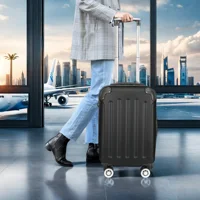 Ensemble de 3 valises, valise rigide en ABS avec serrure à combinaison, double roulettes et séparateur intérieur, valise cabine, noire 2