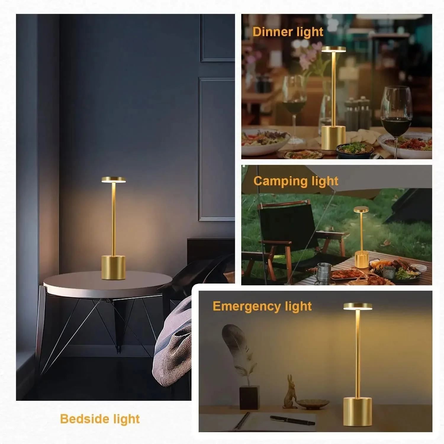 LED Reading Lamp Table Lamp LED Touch Sensor Desktop Night Light Rechargeable Wireless 3Colors Adjustable Creative Ambient Light