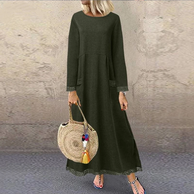 Muslim Long Dress Winter Women Pullover Vestidos Solid Long Sleeve Soild Female Turkish Robe Abaya Ramadan Dubai Turkey Vestidos