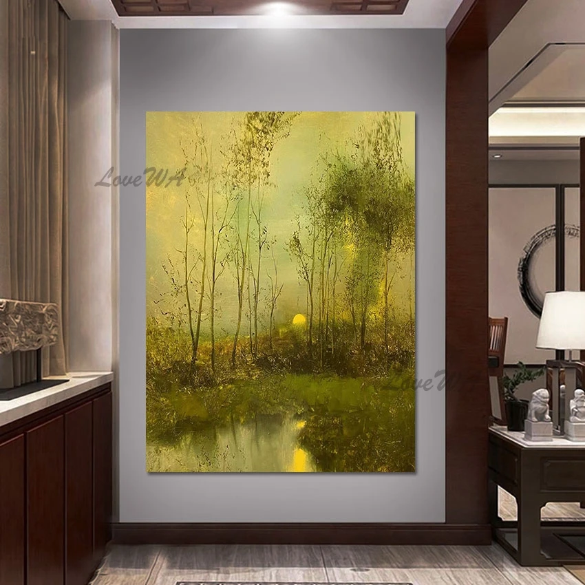 

Wholesale Lakeside Wall Art 3d Beautiful Picture Scenery Modern Abstract Painting Cheap Canvas Artwork No Frame Decorative