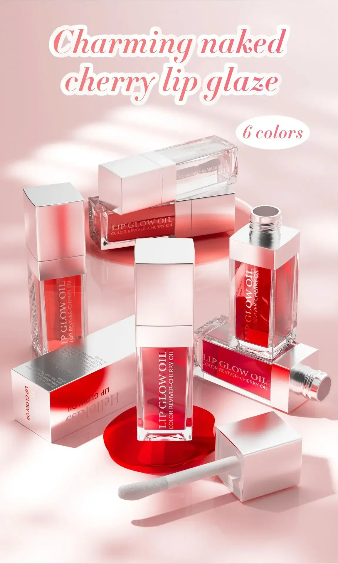 Hellokiss Lip Glow Oil 8ml Glossy Lip Oil Moisturizing Lip Glaze Transparent Lip Balm  Lip Stick Cherry 6