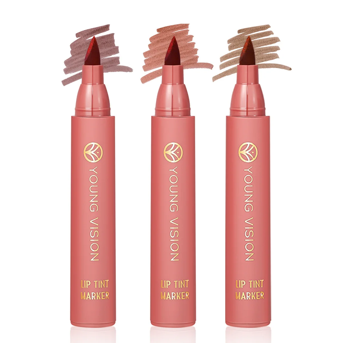 YOUNG VISION Lip Tint Marker Liquid lipstick 3pcs set Nude Matte Shades, Lip Liner and Stick 2-in-1, Long Wearing and Waterproof 6