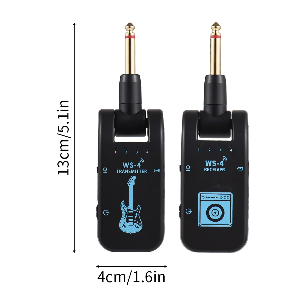 2.4G WS-4 Wireless Guitar System Guitar Transmitter Receiver Set for Electric Bass 48K/16bit Real-time Transmission