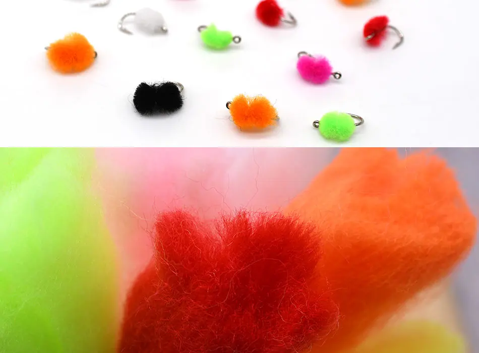 MNFT 8 Packungen weiches buntes Ei-Garn, leuchtende Insektengarne, Faser-Köderfisch-Köder, Fallschirm-Fliegenbindematerial, Streamer-Fliegen – Detail 10