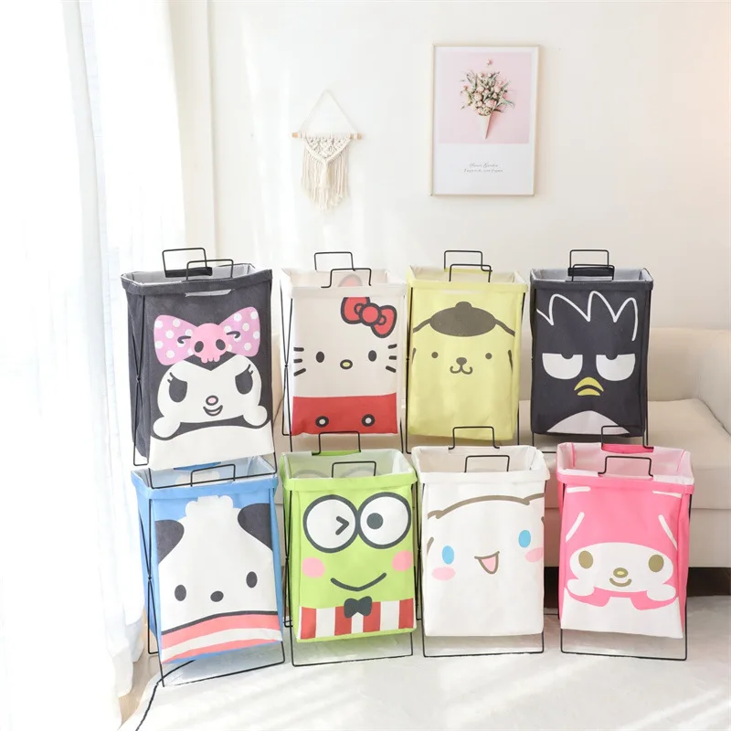 

Складная корзина для белья Hello Kitty Kawaii, мультяшная корзина для белья Kuromi Melody Cinnamoroll Pom Purin, корзина для хранения игрушек для дома