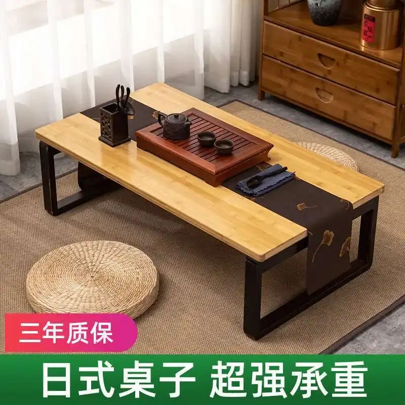 Modern minimalist Japanese-style balcony bay window coffee table tatami table home floor folding solid wood Zen low