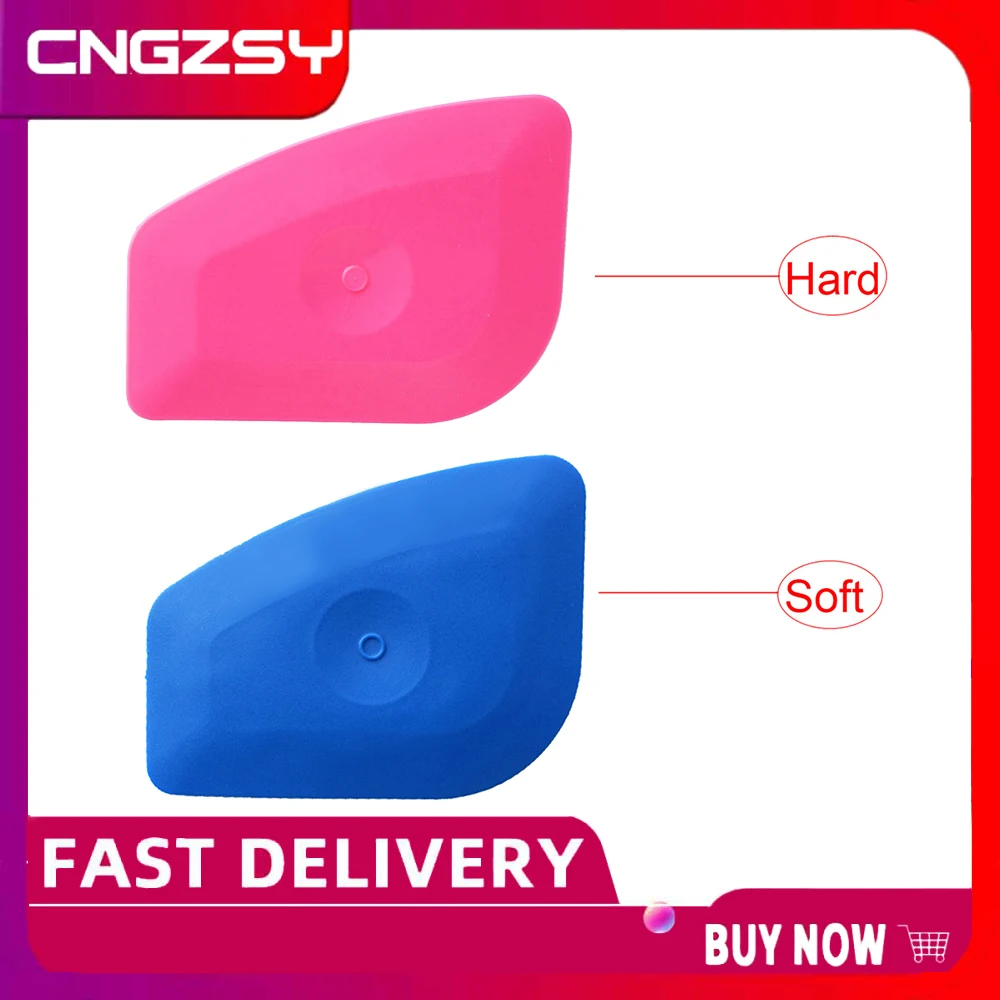 Multilateral Blue Soft Squeegee Pink Hard Corner Trimming Scraper for Glass Decal Styling Applicator Car Headlight Tools A57 car wrapping scraper tool