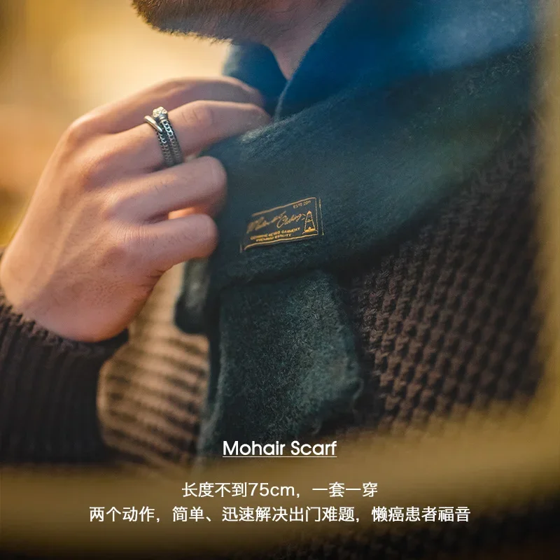 Vintage Mohair Scarf Winter Knitted Bandana Neck Gaiter for Men & Women bandana neck gaiter