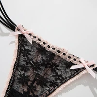 Culotte en dentelle avec nœud, lingerie féminine sexy, usage quotidien, vêtements de maison, sous-vêtements solides pour femmes, culotte taille basse, respirante 1