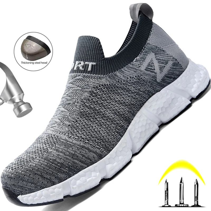 Safety Shoes Men Shoes Steel Toe Safety Shoes for Men Women Lightweight Work Sneakers Industrial Work Shoes Anti-puncture Sock Safety Boots Couple