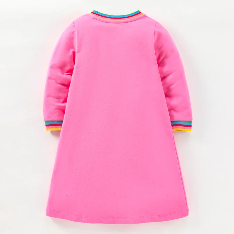 Baby Girls Long Sleeves Dress Cotton with Lovely Animals Carry Schoolbag Go to School Autumn Casual Clothes for Kid