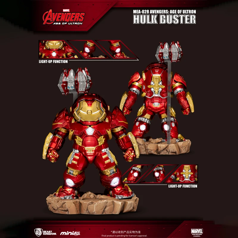 In Magazzino Originale Genuine Beast Kingdom Iron Man Marvel Avengers Mea-028 Hulkbuster Versione Q Modello Luminoso Mobile