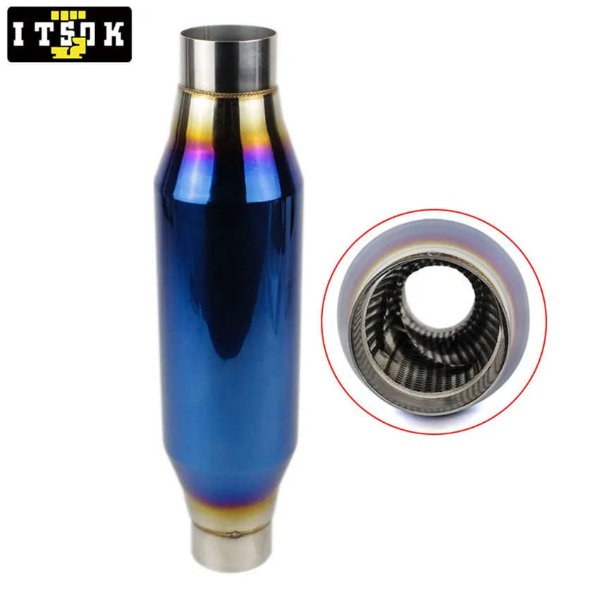 Exhaust Pipe Muffler Universal Racing Spiral Silencer 63mm 2.5inch Stainless Steel Exhaust Tail Pipe Sound Boost