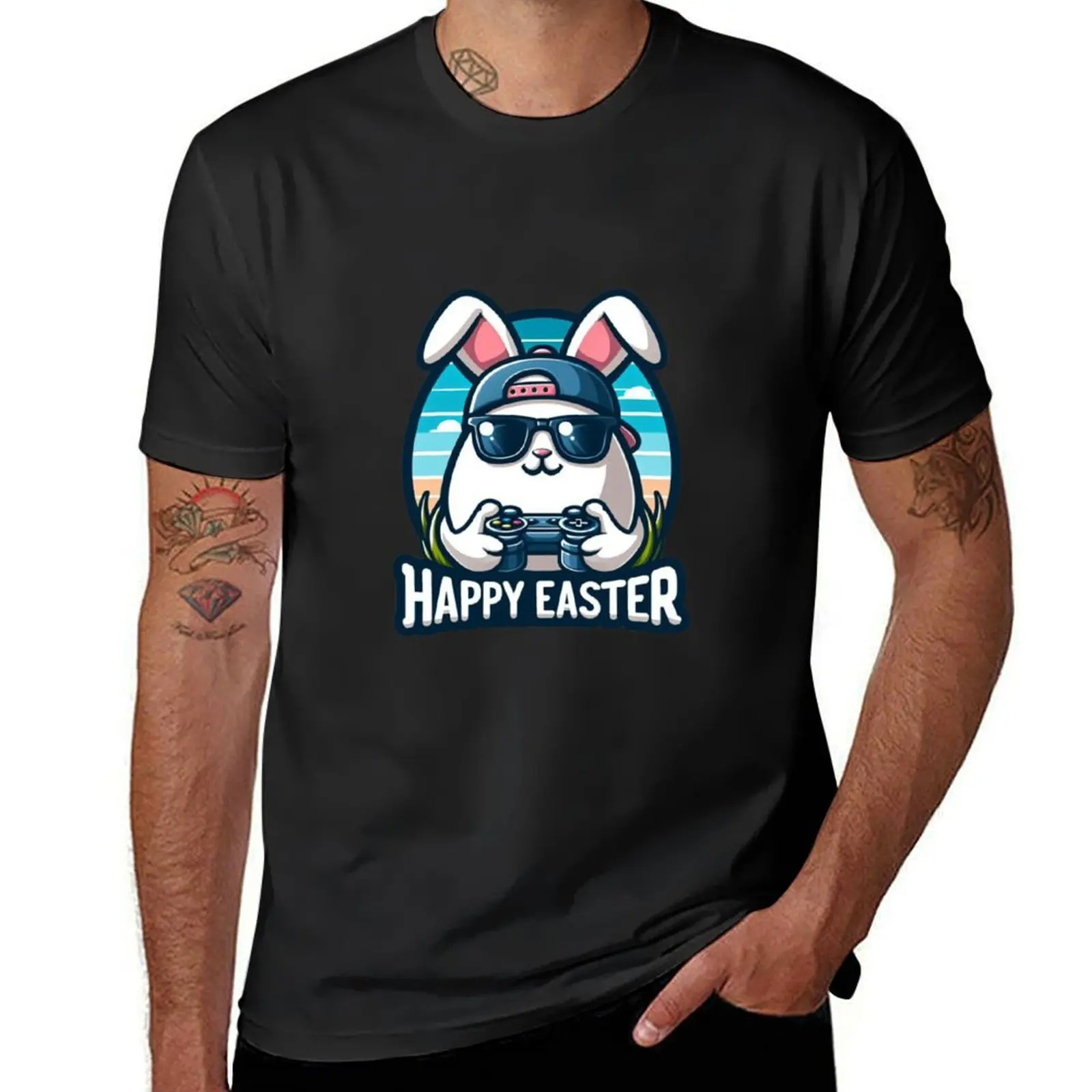 

Video Game Bunny Eggs Happy Easter Day Graphic Tee T-Shirt heavyweights anime clothes heavyweight t shirts for men