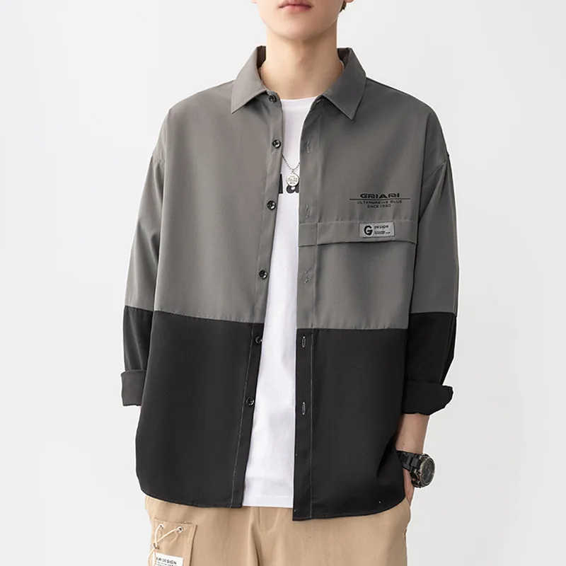 

2023 Spring and Autumn Long Sleeved Shirt Men Korean Casual Loose Top Jacket Youth Fashion Trend Lapel Thin Shirt Men's Clothing