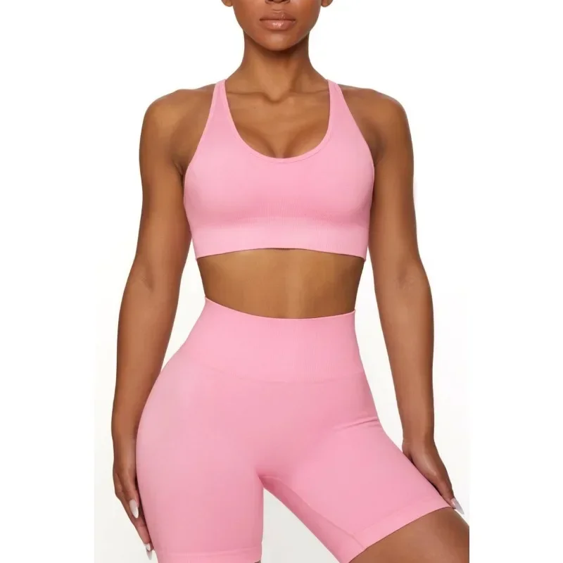 

2 PCS Fitness & Yoga Set Workout Sports Gym Fitness Suit Slant Shoulder Underwear Top Activewear Leggings For Sportswear Women
